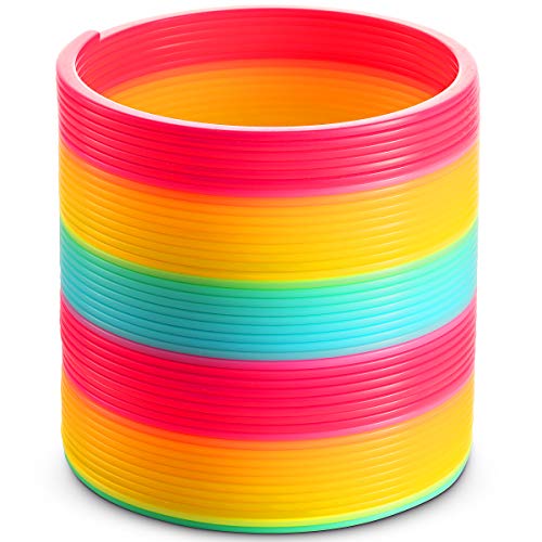 Jumbo Rainbow Spring Coil Toy - 6" Plastic Giant Spring Coil for Kids, Big Spring Toys for Boys and Girls, Neon Colorful Rainbow Coil Spring for Party Favor, Great for Prizes, Gifts, Birthday